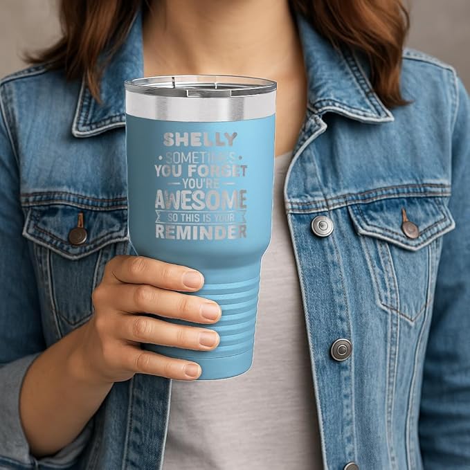Personalized Inspirational Tumbler, Inspirational Gifts for Men Dad Father Wife Sister Women, Custom Birthday For Him Her, Customized You?셱e Awesome Tumbler, Teacher Coworker Gifts 30oz Light Blue