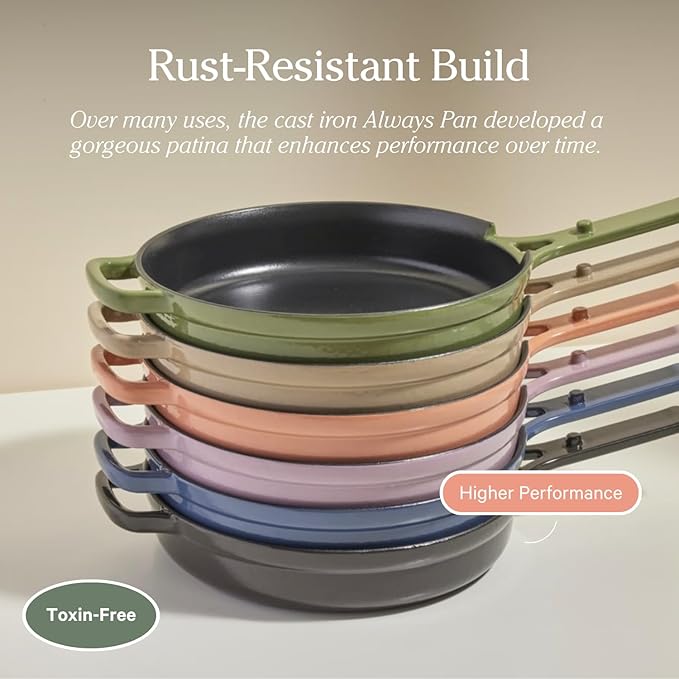 Our Place Cast Iron Always Pan | Premium Enameled, Toxin-Free Surface | 10-inch 8-in-1 Multifunctional Cookware System | Lid, Handle Covers | Heavy Duty Skillet | Oven & High Heat Safe | Spice