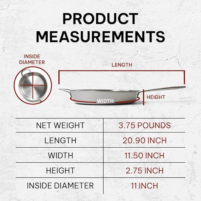 Beka Maestro 11" 5-Ply Stainless Steel Frying Pan ??Dishwasher & Oven Safe, No Hot Spots and Stay-Cool Handle