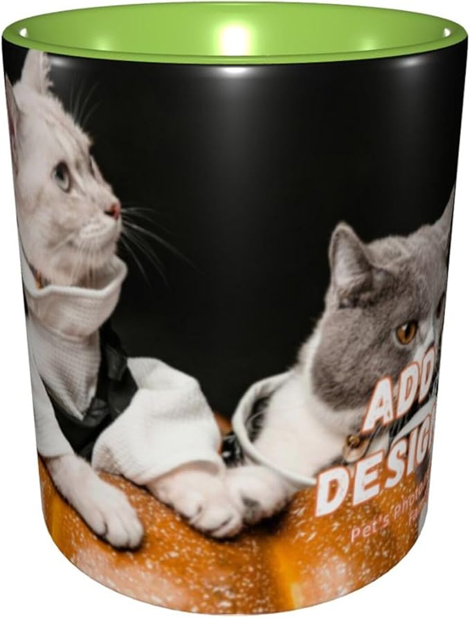 Customizable Mugs and Coffee Cups with Various Creative Designs Customize Your Photos Images Texts Partial or Full-Size Printing (Full-Width, Green)