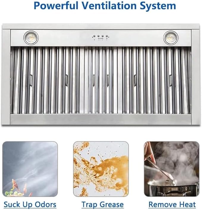 CT Copper Tailor Copper Vent Hood Island Mount,36'' W,36''H, 610 CFM Exhaust Fan,Stainless Steel Vent,LED Light,Dishwasher-Safe Baffle Filters,Light Hammered-Medium Patina,VH3A