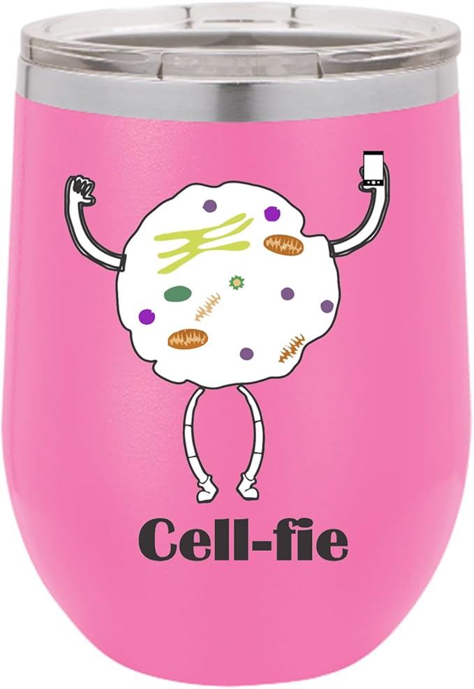 Cell Fie Wine Tumbler, Cell Fie Gift Lover, 12oz Stainless Steel Wine Tumbler, Gifts For Him, For Her, For Boys, For Girls, Birthday, Christmas Gift idea (Pink)