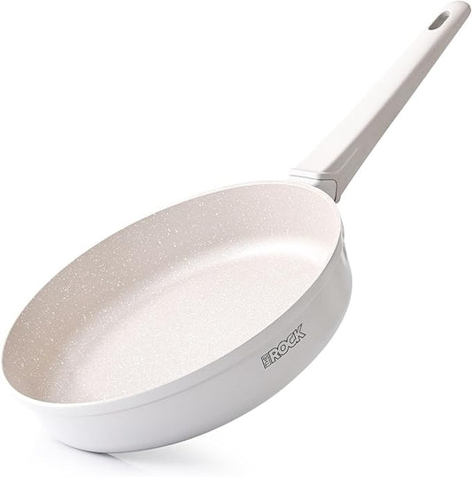 THE ROCK SOHO 9.5-Inch Ceramic Non Stick Frying Pan ??Nothing Sticks, Never Warps, Lasts Longer, Non Toxic Skillet with Heat-Resistant Handle, PTFE PFOA & PFAS Free, Oven & Dishwasher Safe, Cream