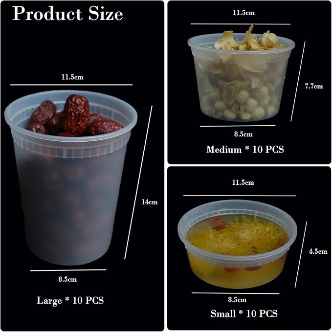 Disposable Food Storage Containers with Lids, BPA-Free, Leakproof, Microwave, Dishwasher and Freezer Safe, Perfect for Everything from Dips and Sauces to Fruits and Full Meals (72PCS)