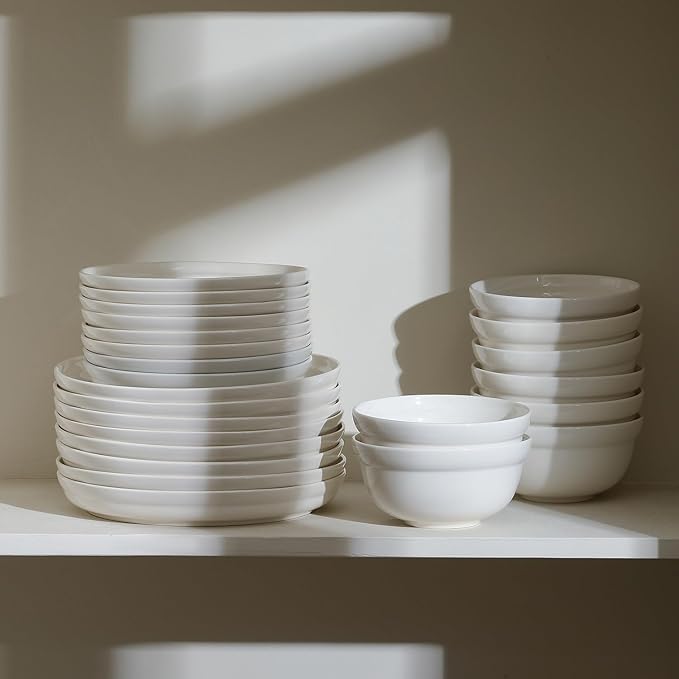 Stone Lain Virtuo 24-Piece Dinnerware Set Porcelain, White