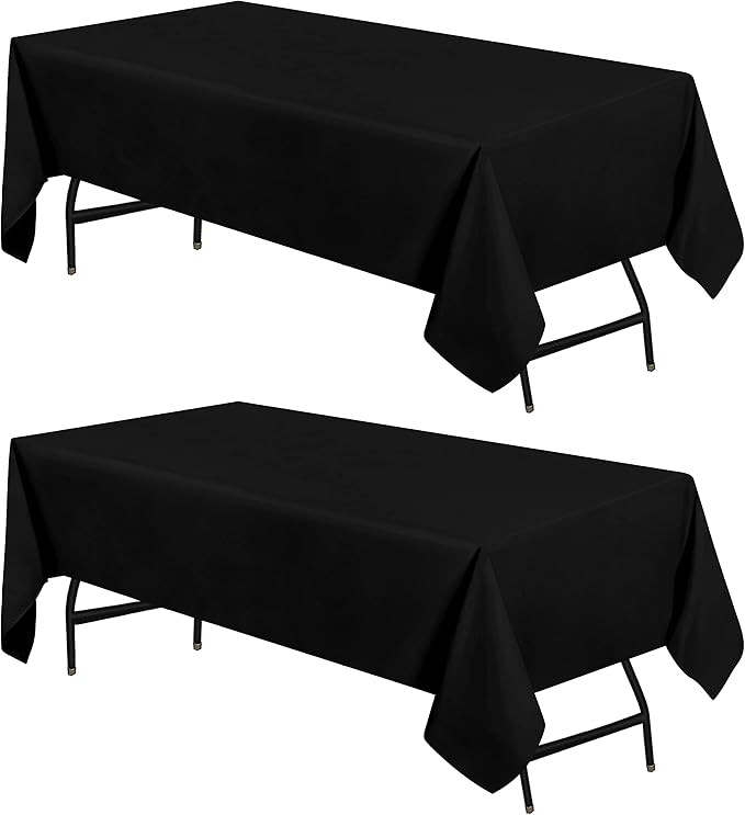 Utopia Kitchen Rectangle Table Cloth 2 Pack(60x102 Inches, Black), Tablecloth Machine Washable, Polyester Table Cover for Dining, Buffet Parties, Picnics, Events, Weddings and Restaurants