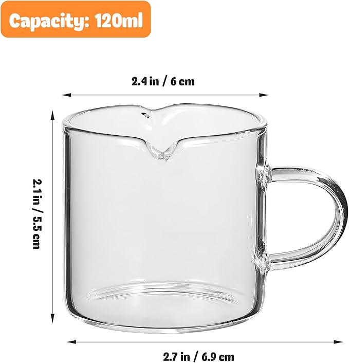 2 Pcs Small Clear Glass Espresso Cups with Comfortable Handle Heat-resistant Borosilicate Glass Coffee Mugs for Coffee Tea Milk Versatile Use Portable