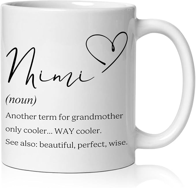 Mimi Grandma Mug, Mimi Gifts for Grandma Coffee Cup Ceramic, Grandmother Gifts from Grandkids for Birthday Christmas Ceramic Coffee Tea Mug 11 oz