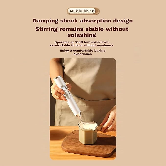 Milk Frother Handheld Rechargeable,Frother Wand 3-Speed Drink Mixer for Coffee,Milk,Cream,Usb Charging,30dB Quiet