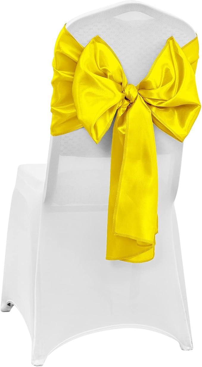 4-Pack Yellow Satin Table Runner 12 x 108 Inch Long Bright and Smooth Silk Fabric Table Runner for Wedding Banquet Birthday Party Decoration