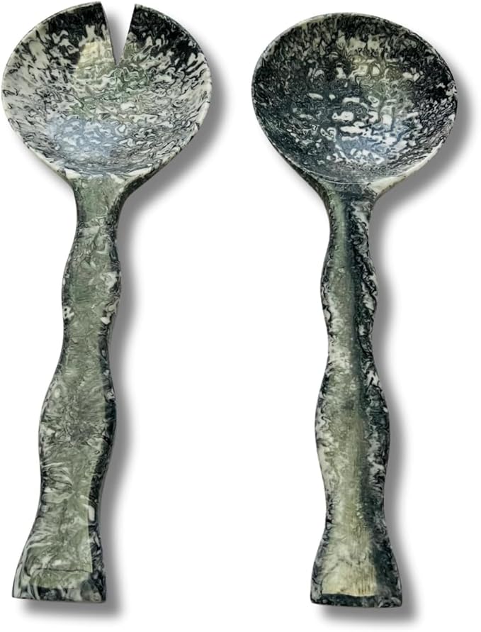Key Kitchen Essentials: Antique Vintage Resin Salad Tongs with Long Handle, Set of 2, Ideal for Mixing, Tossing, and Cooking. 12" Resin Salad Tongs Perfect for Serving, Salad Hands.
