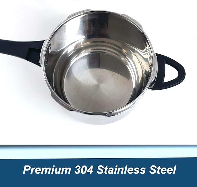 XINFU Heavy Duty 304 Stainless Steel Pressure Cooker 10.6 Quart for Big Family, Standard & Fast Mode, Multi-Safety, Even-Heat Patented Base, Compatible with Gas, Electric, Ceramic and Induction Stoves