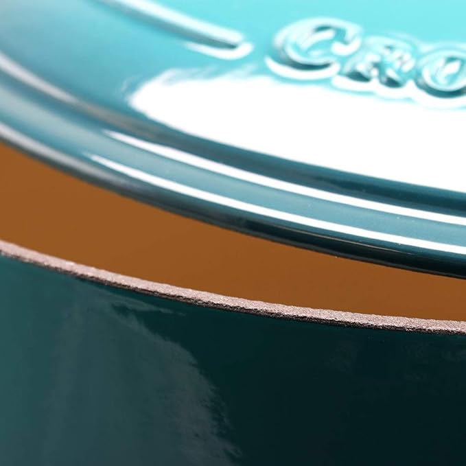 Crock-Pot Artisan 7-Quart Oval Enameled Cast Iron Dutch Oven ??Teal Ombre, Durable Cookware for Slow Cooking, Roasting, Baking with Lid