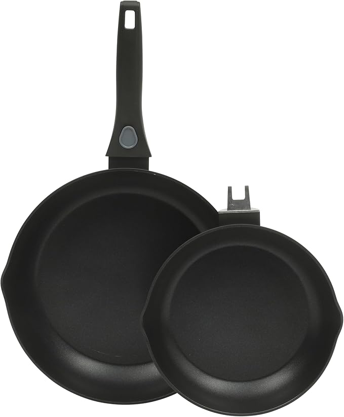 Oster SmartHandle 2-Piece Fry Pan Set, 11-Inch & 9-Inch Nonstick Skillets with Removable Handle ??Oven & Dishwasher Safe, Space-Saving Cookware