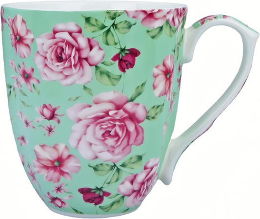 14oz Bone China Coffee Mugs for Women Floral Coffee Mug Tea Cups Novetly Coffee Cups Gift for Women Mom Friends