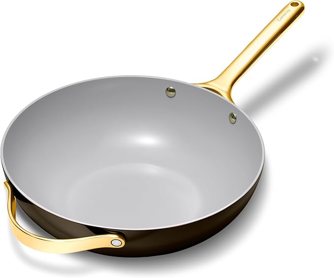 Caraway Non-Stick Stir Fry Pan - 12??Wok-Inspired Pan - Free From Forever Chemicals - High-Sloped Walls - Stainless Steel Handles - Black
