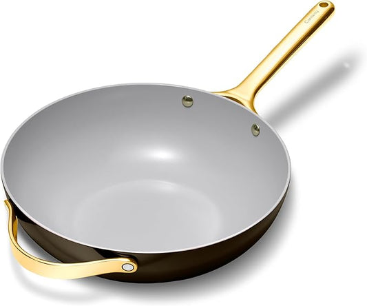 Caraway Non-Stick Stir Fry Pan - 12??Wok-Inspired Pan - Free From Forever Chemicals - High-Sloped Walls - Stainless Steel Handles - Black