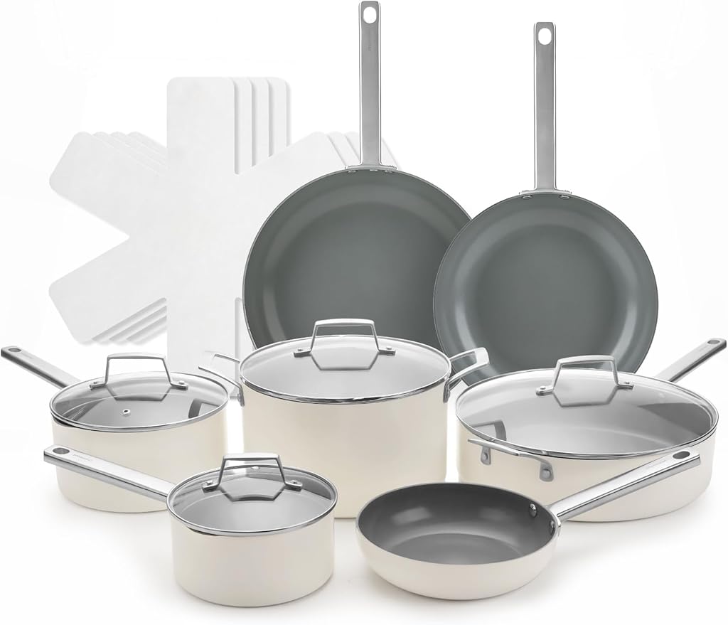 ChefRobot Nonstick Ceramic Cookware Set Healthy Pots And Pans Set Induction Kitchen Cookware sets Non Toxic Pots And Pan Set,PFOA 竊?PTFE Free (12 Pcs-Cookware Sets)