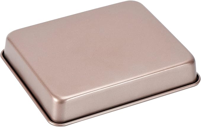 CAMOFOXIN Nonstick Roasting Pan, Deep Baking Pan Set, Large Cake Pan Sets for Oven, 3-Piece Brownie Pan （Gold）