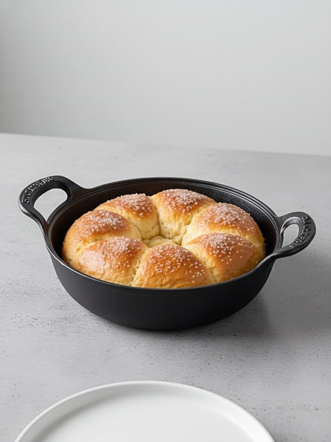 cast iron Dutch oven large-capacity pot with lid is used for baking bread and stewing meat-heavy-duty casting cooker iron pot is used for stewing, baking and bread baking.(Wooden lid, 9.84in*3.4in)