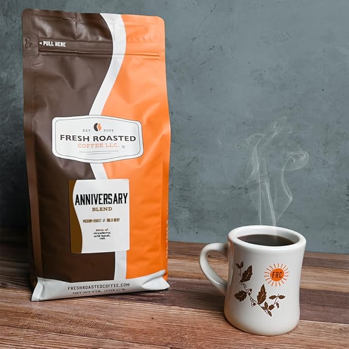 Fresh Roasted Coffee, Anniversary Blend, 5 lb (80 oz), Medium Roast, Kosher, Whole Bean