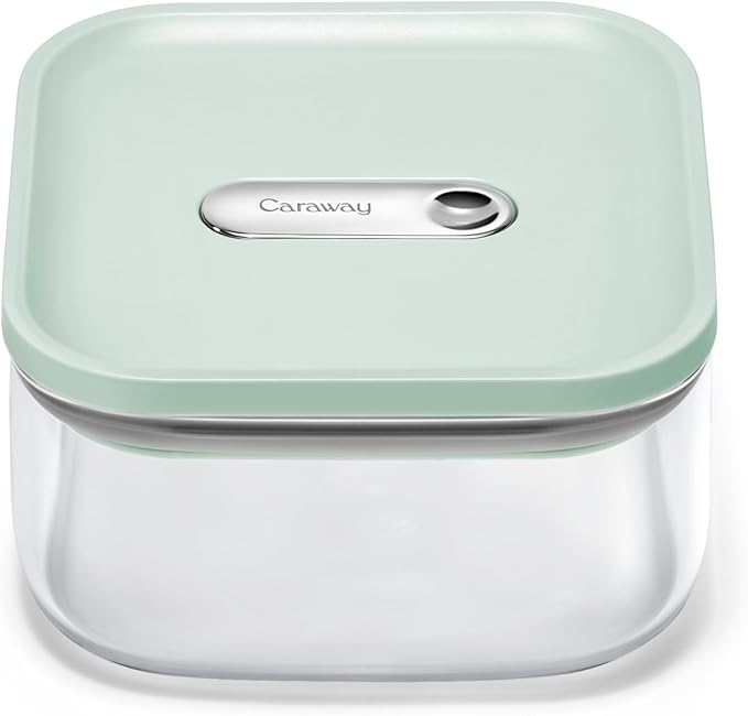 Caraway 1qt Glass Airtight Food Storage Container with Lid ??Non-Toxic, BPA-Free Kitchen Storage Container ??Stackable, Space-Saving Airtight Container for Dry Goods and More - Mist