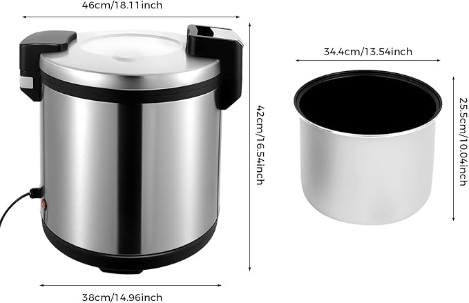 Commercial Rice Warmer, 19L/20Qt Electric Food Warmer, 110W Electric Soup Warmers with Adjustable Temperature and Non-Stick Inner Pot for Restaurant Party, Warm Function Only, NOT Cooker