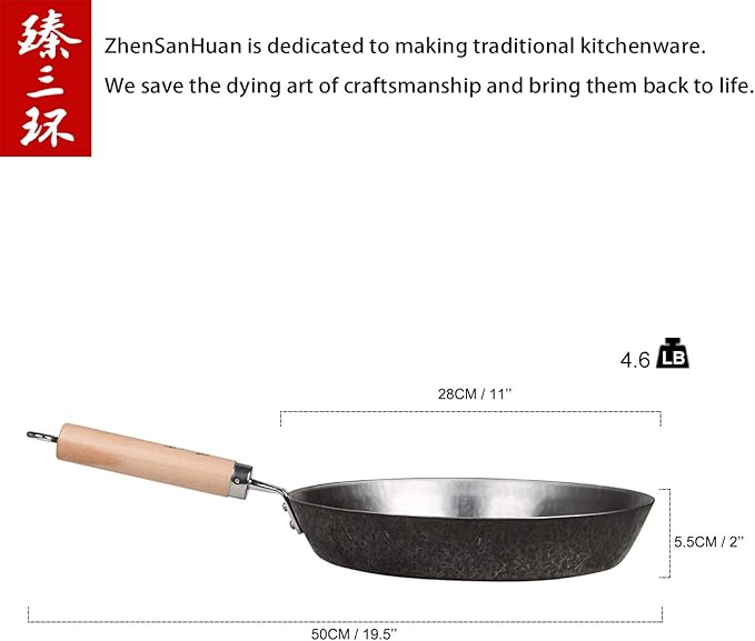 ?삡툒??ZhenSanHuan Toxin Free Teflon free Non Sticky Saut챕 Pans Fry Pans Omelete Pans (Seasoned 20CM/7.8'')