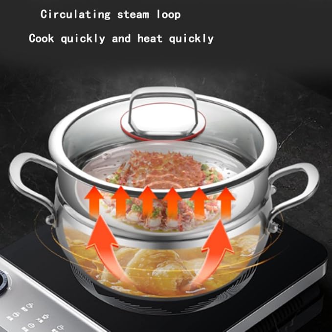 Titanium Hammered Soup Pot, Nonstick Soup Pot, Large Cooking Pot with Lid, Heavy Duty Induction Cooking Pot, Sturdy & Double Handle, Dishwasher Safe,with Steamer,9.44 in