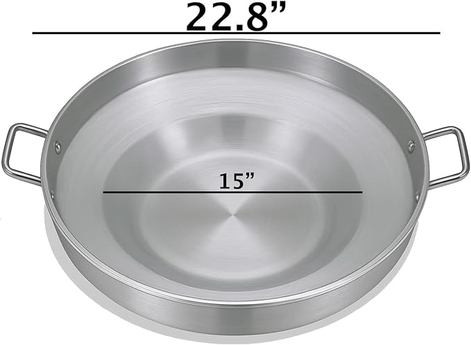 23" Stainless Steel Comal-Tacos Fry Bowl-Heavy Duty Concave Wok-Fajitas Pan