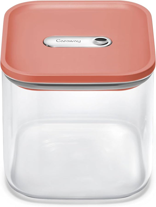 Caraway 2.5qt Glass Airtight Food Storage Container with Lid ??Non-Toxic, BPA-Free Kitchen Storage Container ??Stackable, Space-Saving Airtight Container for Dry Goods and More - Perracotta
