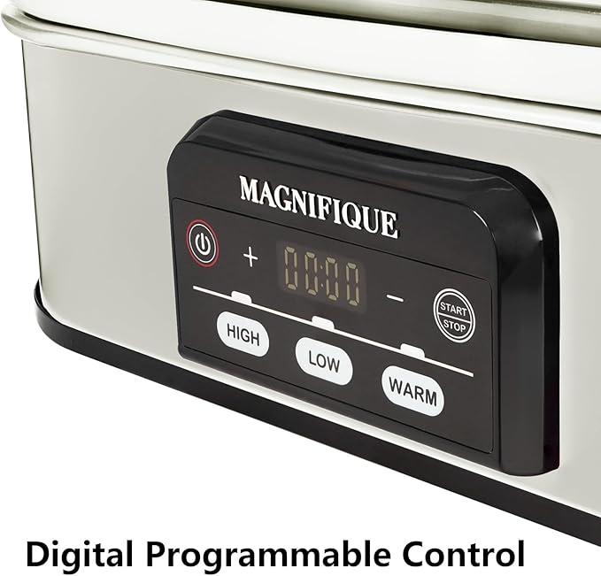 4 Quart Casserole Digital Slow Cooker, Premium Ceramic Bakeware for Oven, Dishwasher Safe Baking Dish, White White