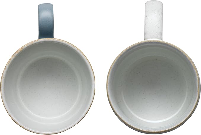Denby - Impression Assorted Cream & Charcoal Small Mugs Set of 2-9.5oz/ 280ml Tea Cup Mug Set For Office & Home - Dishwasher Safe, Microwave Safe - Tea Cups With a Neutral Glaze, Chip Resistant