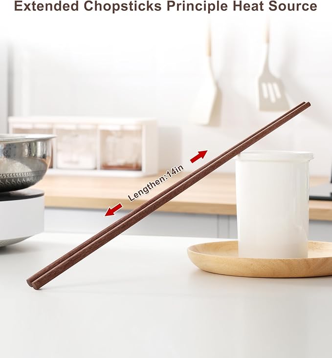 3Pairs Cooking Chopstick 14Inches Long Wooden Chop Sticks Reusable for Noodles Frying Hotpot