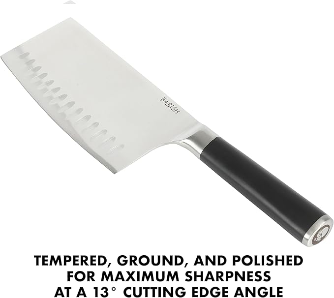 Babish 6.5-Inch Forged Cleaver Knife ??High-Carbon 1.4116 German Steel Full Tang Kitchen Knife for Heavy-Duty Chopping and Slicing
