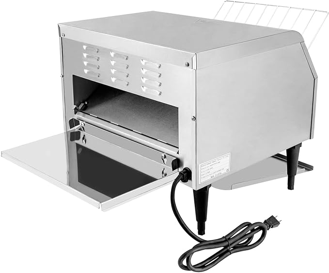 Heavy Duty Conveyor Toaster Oven Electric Bread Oven Industrial Toaster Commercial for Bun Bagel Bread Baked Food with 7 Speed and Front/Back Output Modes (450Slices/H)