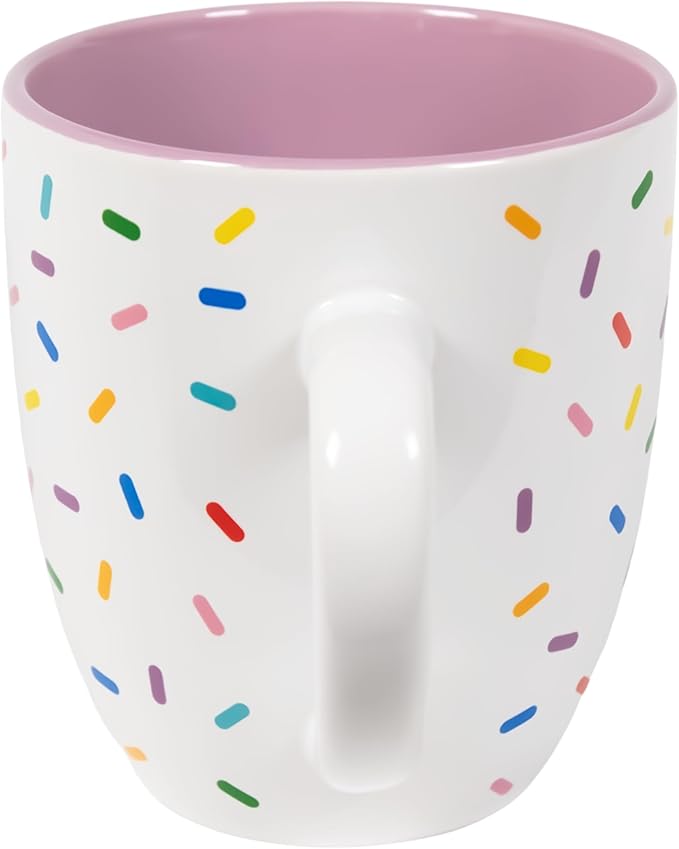 Lavender Cute Coffee Mug with Rainbow Sprinkles | Birthday Cake Coffee Cup Gift | Large White Ceramic Cup | Ice cream and Dunkin Donuts Coffee Mugs