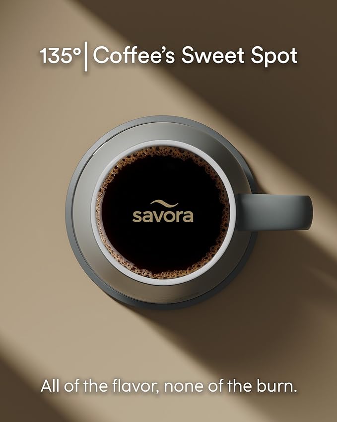 12oz Heated Coffee Mug | Barista?셲 Choice | Exclusive Wireless IntelliHeat Pad | Temperature Control Maintains 135째F | Hand-Crafted Ceramic Mug & Lid | Great for Tea Drinkers | Backed for Life - Grey