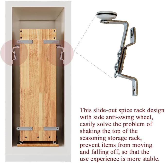 4 Tier Pull Out Spice Rack Holder Shelves (6.5" W x 22" D), spice organization for cabinet Storage Organization, pull out spice racks for inside cabinets