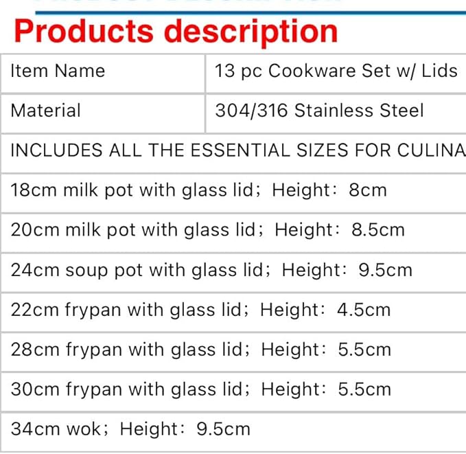 Honeycomb Non Stick Cookware Set 13 pcs Hybrid Cookware Set w/Lids pans cook pots Wok Kitchenware 3-ply Stainless Steel