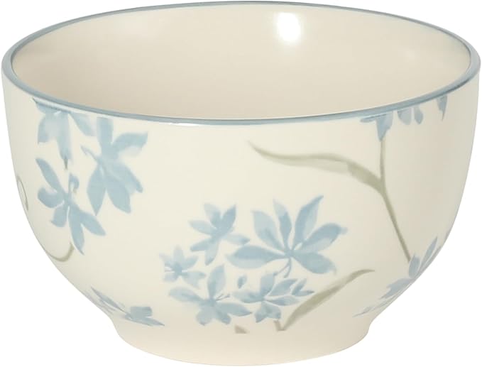 Gibson Home Admiral Hall 12-Piece Matte Stoneware Dinnerware Set ??Dinner Plates, Salad Plates & Bowls with Blue Floral Pattern, Durable Everyday Dish Set, Microwave & Dishwasher Safe