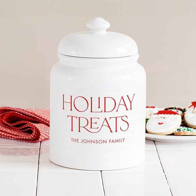 Let's Make Memories Personalized Cookie Jar - For Bakers - Kitchenware - Ceramic - Airtight Lid - Holiday Treats - Christmas Cookie Storage