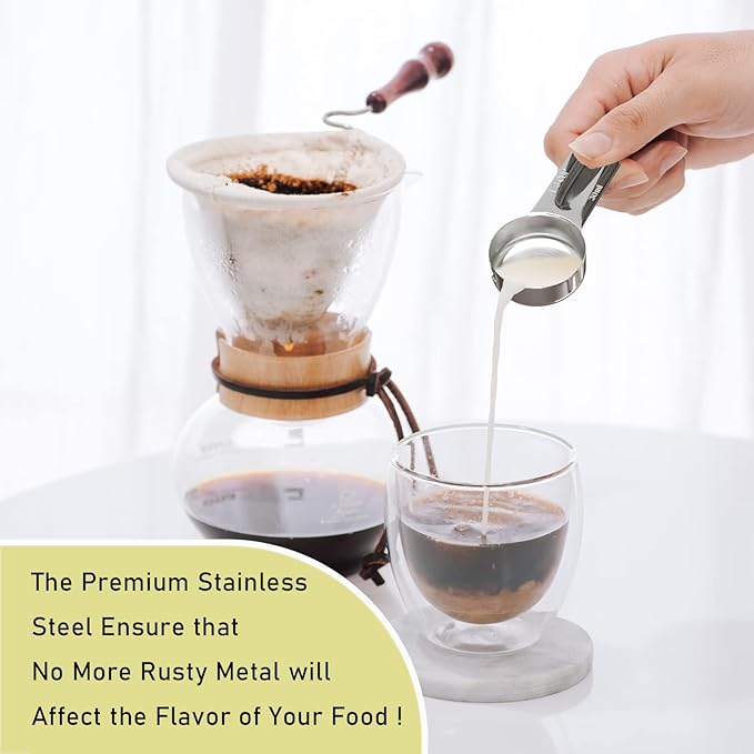 BERYLER 2PCS 1/8Cup (30ml, 1oz) Single Measuring Cup, Stainless Steel Measure Scoop, Metric and US Measurement, Dishwasher Safe