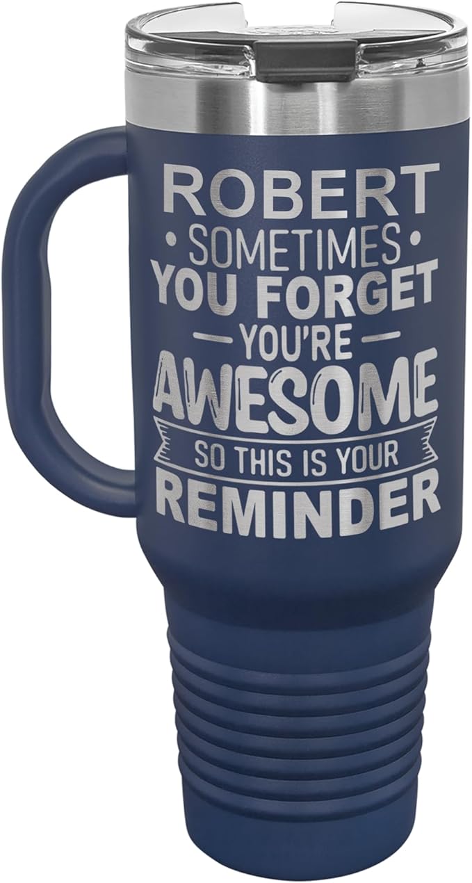 Personalized Inspirational Tumbler, Inspirational Gifts for Men Dad Father Wife Sister Women, Custom Birthday For Him Her, Customized You?셱e Awesome Tumbler, Teacher Coworker Gifts 40oz Navy Blue