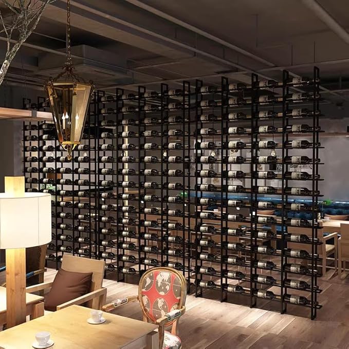 Large Wall Mount Wine Rack, 16 Tier 16 Bottle Wine Storage Organizer Display Holder, Modern Metal Wine Storage for Wine Cellars, Home Bars, Kitchens, and Dining Rooms