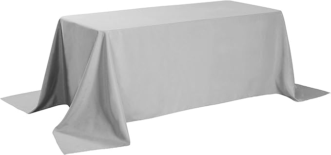 Cupuamon Rectangle Tablecloth 90x132 inch Washable Polyester Fabric Table Cloth for Wedding Party Dining Banquet Decoration（90x132, Silver）