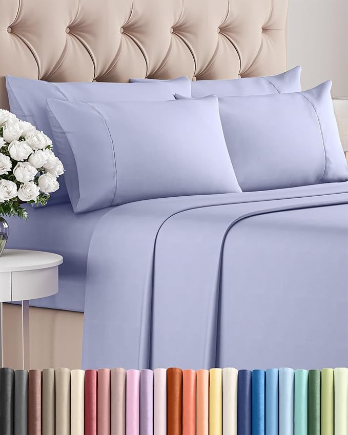 Full 6 Piece Sheet Set - Cooling & Breathable Bed Sheets - Hotel Luxury Bed Sheets for Women, Men, Kids & Teens - Comfy Bedding w/Deep Pockets & Easy Fit - Soft & Wrinkle Free - Full Lavender Sheets