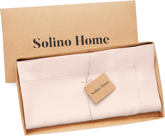 Solino Home Pink Linen Tablecloth 52 x 52 Inch - 100% Pure Linen Square Table Throw - Classic Hemstitch, Machine Washable Table Cloth for Valentines, Spring, Easter