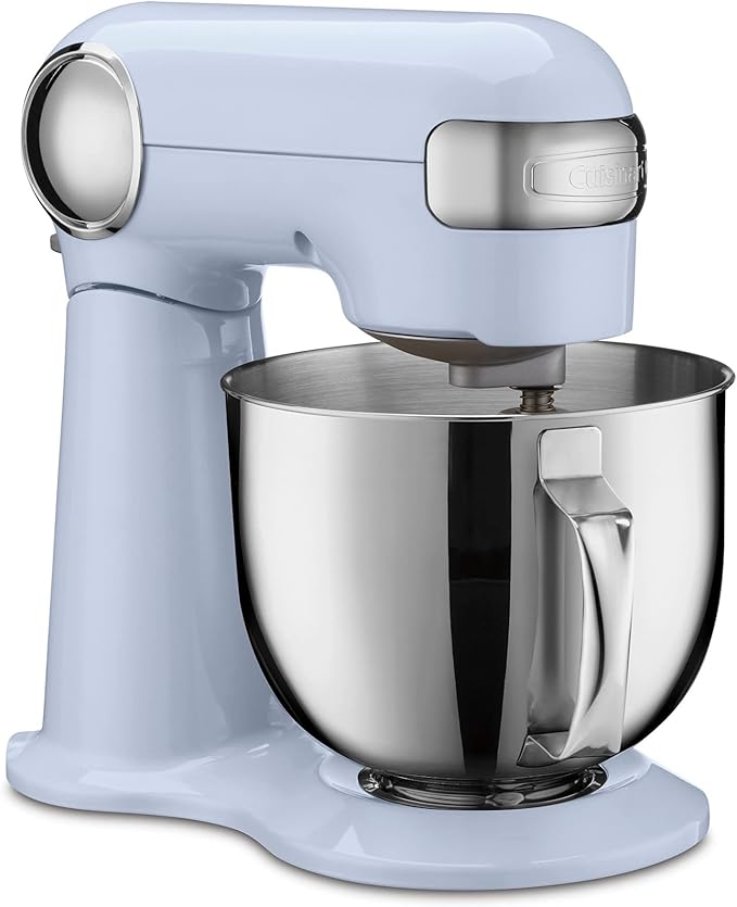 Cuisinart Stand Mixer, 12 Speed, 5.5 Quart Stainless Steel Bowl, Chef?™s Whisk, Mixing Paddle, Dough Hook, Splash Guard w/ Pour Spout, Frosted Blue, SM-50BLU,Arctic Blue