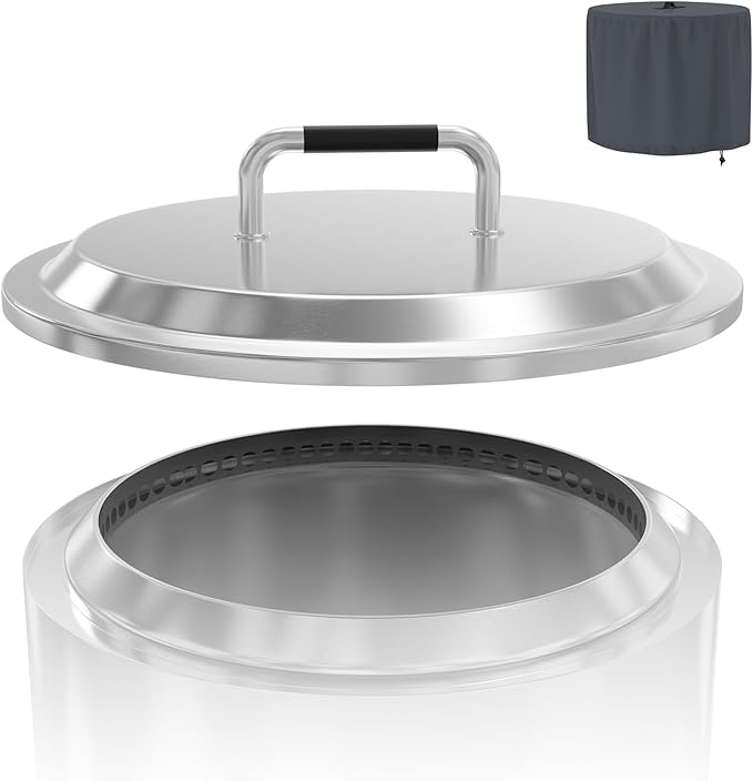 LS'BABQ Fire Pit Lid with Handle Fire Pit Cover Replacement for Solo Stove Yukon 27'' Stainless Steel Portable Firt Pit with Waterproof Cover Accessories for Outdoor Camping and Party